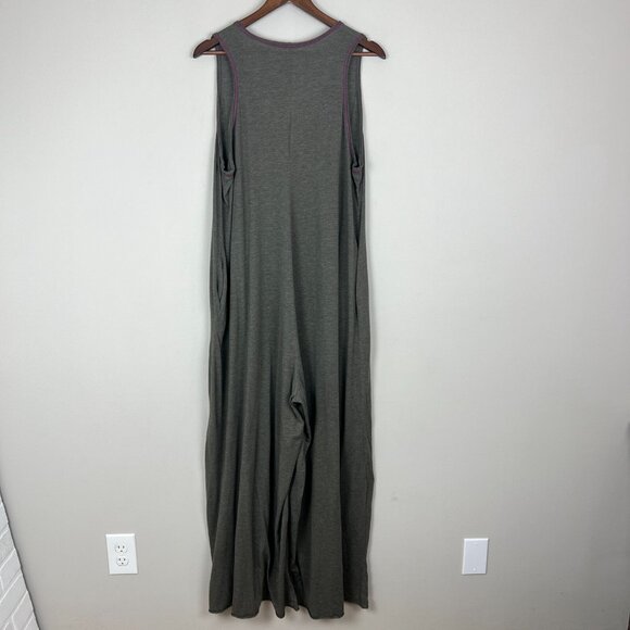 Natural Life jumpsuit Womens One Size Gray Green Wide Leg V-neck Pockets Comfy - Picture 5 of 15